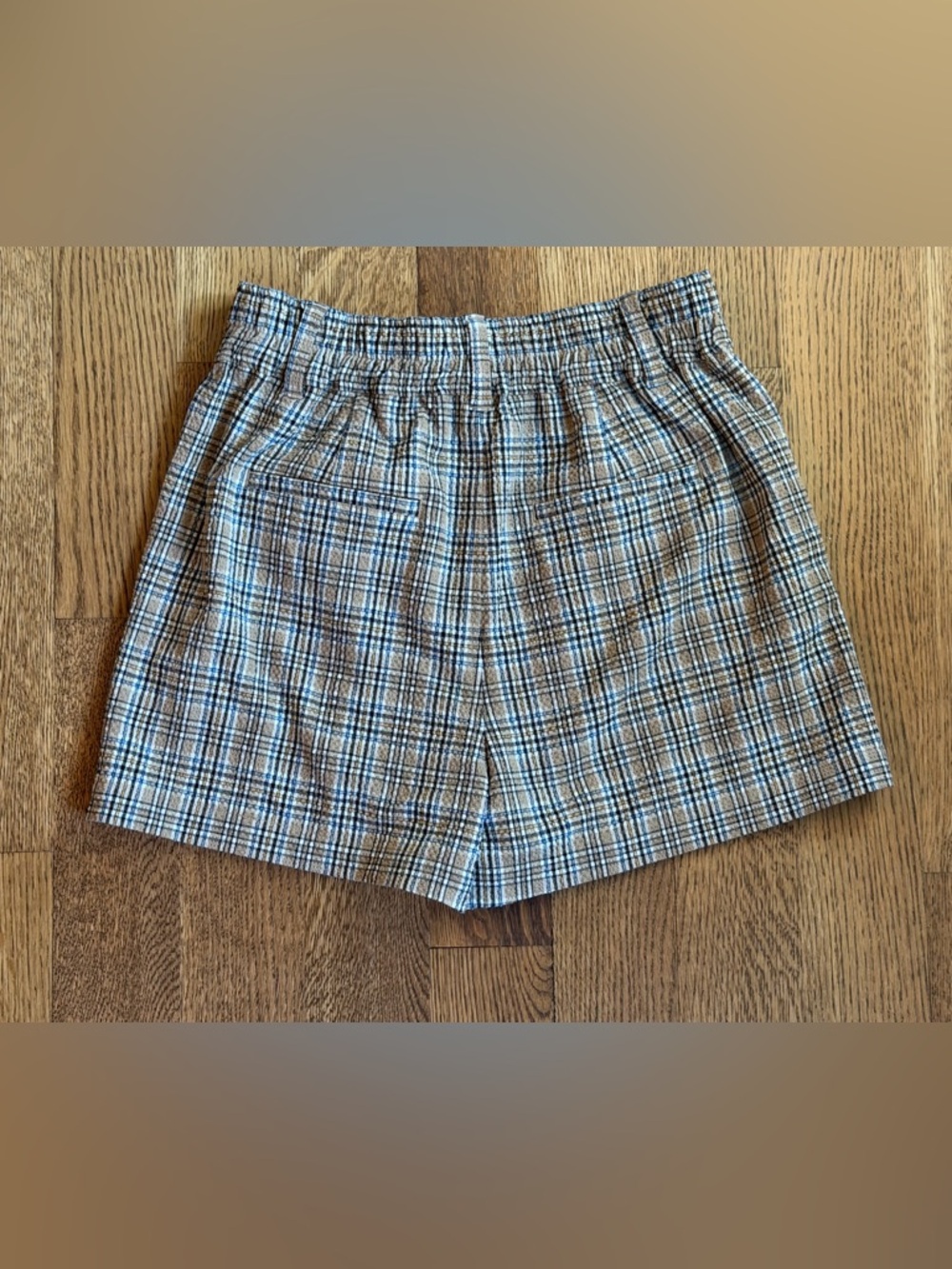 NWOT Madewell The Neale Seersucker Short - Tan and Blue Plaid - Size 0 - Picture 4 of 10